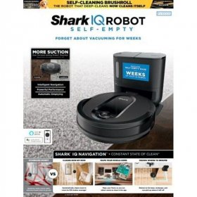 Open Box Shark IQ Robot Vacuum RV1100SRUS with Self-Empty Base - BLACK